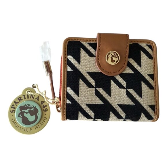 NWT Spartina 449 Daufuski Island Natural Linen Leather BiFold Wallet - Picture 1 of 9